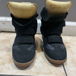 Isabel Marant Black and Blue wedge heals